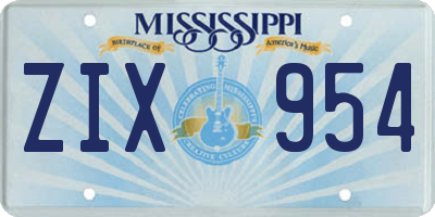MS license plate ZIX954