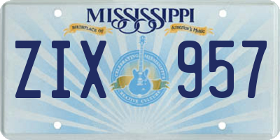 MS license plate ZIX957