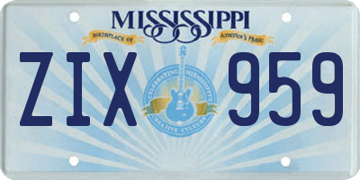 MS license plate ZIX959