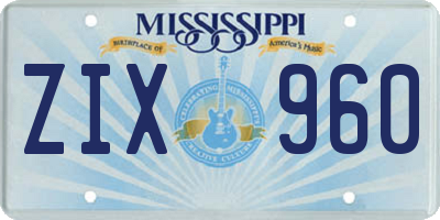 MS license plate ZIX960