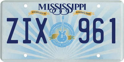 MS license plate ZIX961
