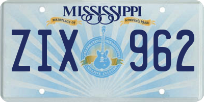 MS license plate ZIX962