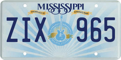 MS license plate ZIX965