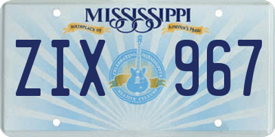 MS license plate ZIX967