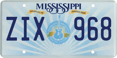 MS license plate ZIX968