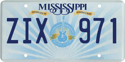 MS license plate ZIX971