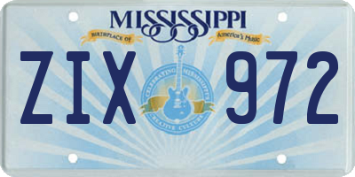 MS license plate ZIX972