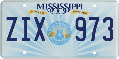 MS license plate ZIX973