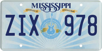 MS license plate ZIX978