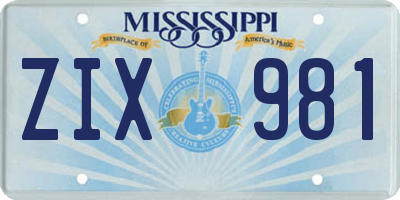 MS license plate ZIX981