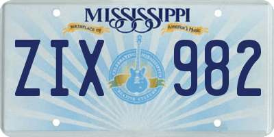 MS license plate ZIX982