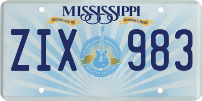 MS license plate ZIX983