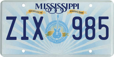 MS license plate ZIX985