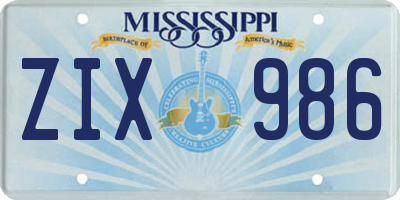 MS license plate ZIX986