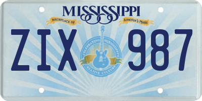 MS license plate ZIX987