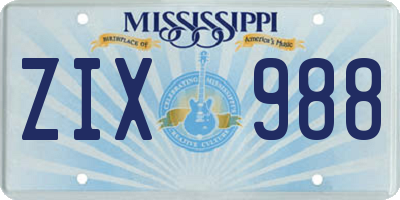 MS license plate ZIX988