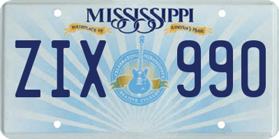 MS license plate ZIX990