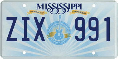 MS license plate ZIX991