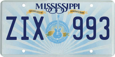 MS license plate ZIX993