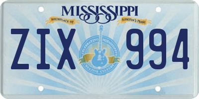 MS license plate ZIX994