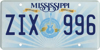 MS license plate ZIX996
