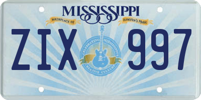 MS license plate ZIX997