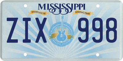 MS license plate ZIX998