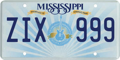 MS license plate ZIX999