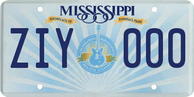 MS license plate ZIY000
