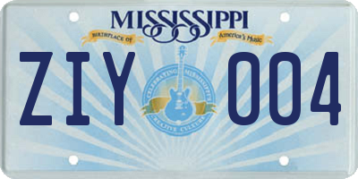 MS license plate ZIY004