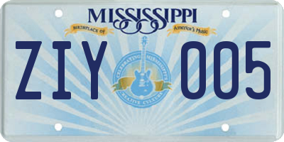 MS license plate ZIY005