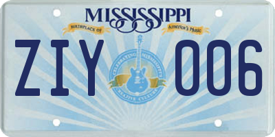 MS license plate ZIY006