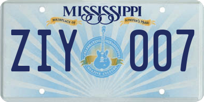 MS license plate ZIY007