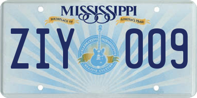 MS license plate ZIY009