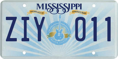 MS license plate ZIY011