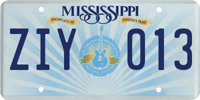MS license plate ZIY013