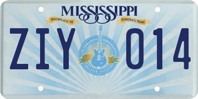 MS license plate ZIY014