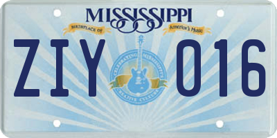 MS license plate ZIY016