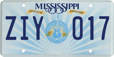 MS license plate ZIY017