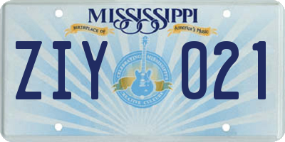 MS license plate ZIY021