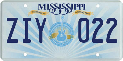 MS license plate ZIY022