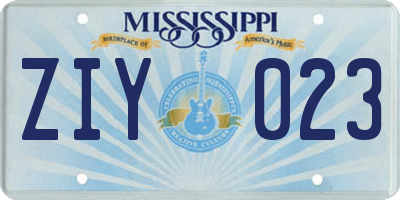 MS license plate ZIY023