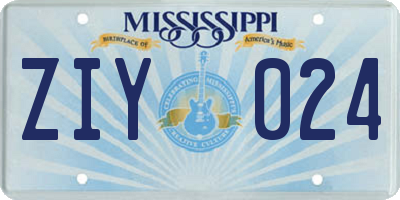 MS license plate ZIY024