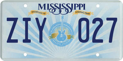 MS license plate ZIY027