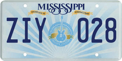 MS license plate ZIY028