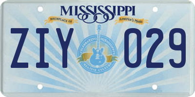 MS license plate ZIY029