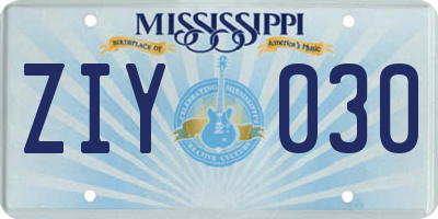 MS license plate ZIY030