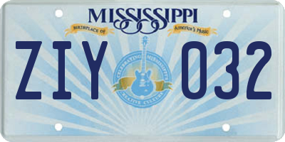 MS license plate ZIY032