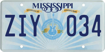 MS license plate ZIY034