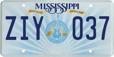 MS license plate ZIY037